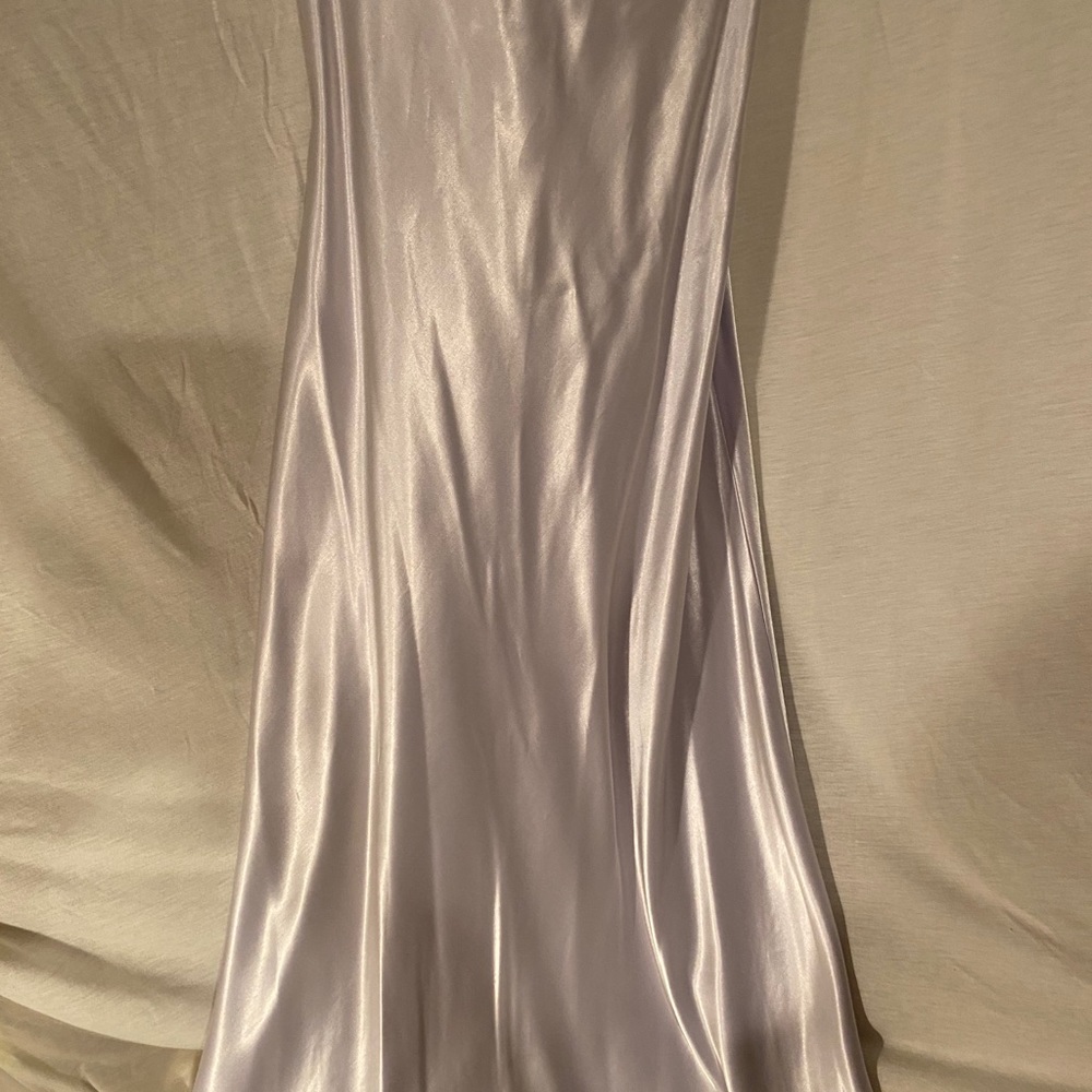 Betsy & Adam Sliver Sequin Front & Straps Gown 7/8 - image 2